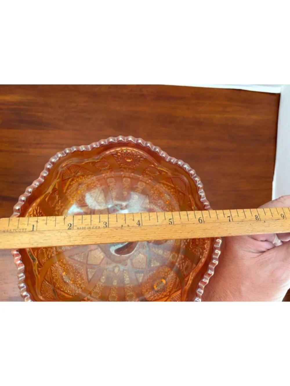 Imperial Glass Marigold Carnival Glass Hobstar Pedestal Compote